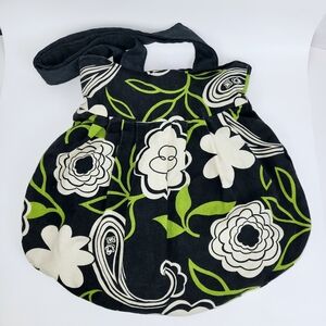 Hawaiian Beach Tote Purse Summer Lake~Grocery Bag~Black Green White Floral